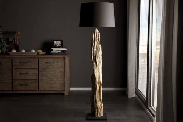 Čierna stojanová lampa z naplaveného dreva Rousilique 175 cm »