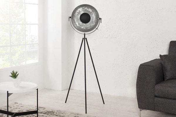 Čierno-strieborná stojanová lampa Big Studio 140 cm »