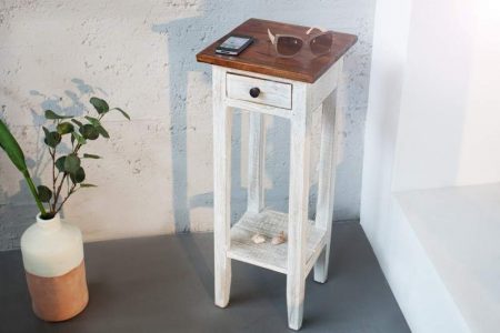 Telefontisch La Fleur biela recyklované drevo