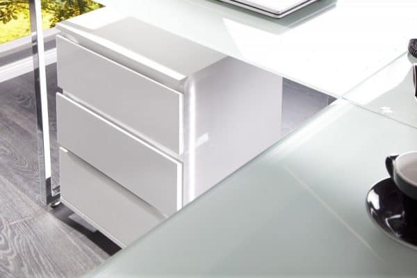 Biely rohový písací stôl Big Deal 60 x 160 – 180 cm – 8 mm »