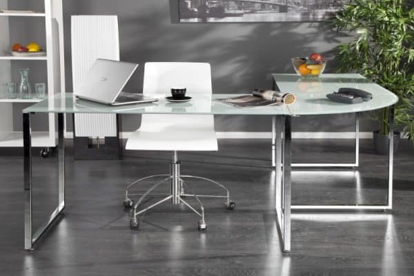 Biely rohový písací stôl Big Deal 60 x 160 – 180 cm – 8 mm »