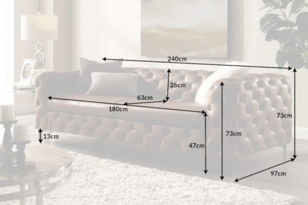 Sofa Modern Barock 240cm hnedá