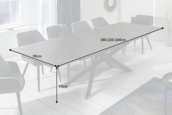 Jedálenský stôl Euphoria 180-220-260cm keramika Graphit-Optik