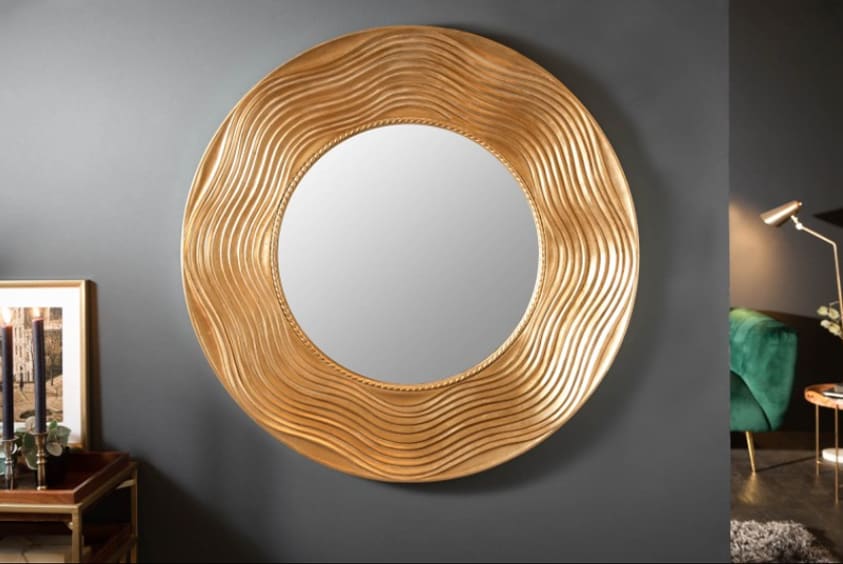Okrúhle zrkadlo so zlatým rámom. Zdroj: iKuchyne.sk