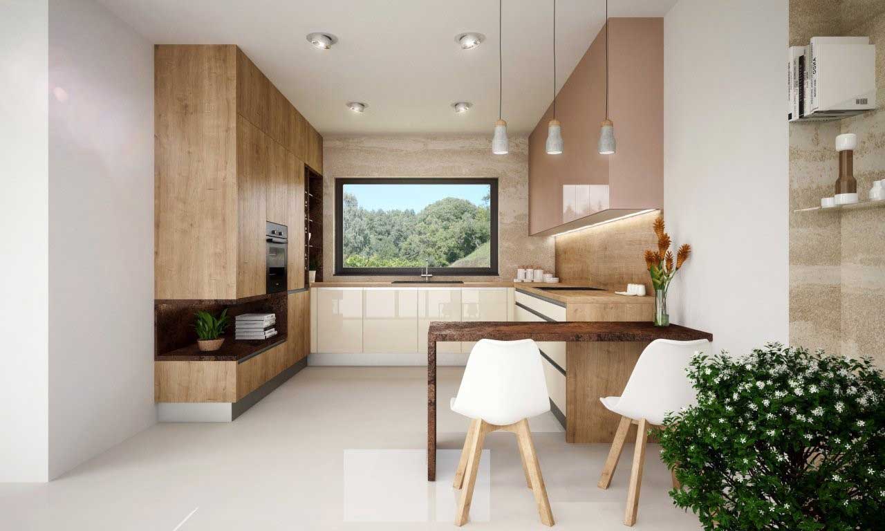 Páči sa vám drevená kuchyňa s bielymi doplnkami? Zdroj: iKuchyne.sk