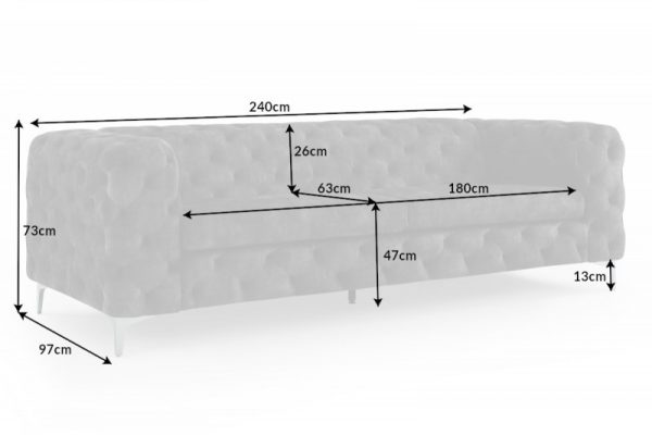 Sofa Modern Barock 240cm dunkelsivá zamat