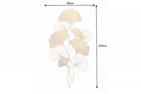 Nástenná dekorácia Ginkgo 110cm zlatá