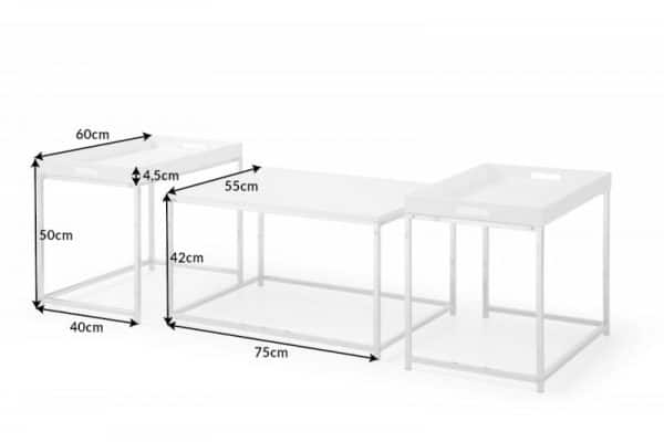 Konferenčný stolík Elements set 3ks biela stolík (podnos)