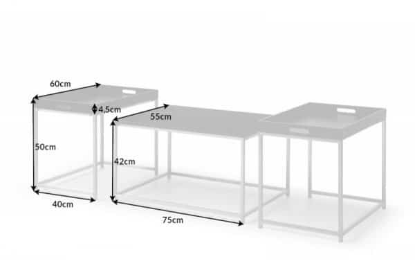 Konferenčný stolík Elements set 3ks čierna stolík (podnos)