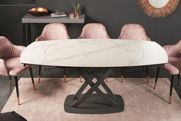 Jedálenský stôl Inception 130-190cm biela mramor Optik