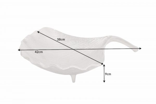 Deko Schale Ginkgo 42cm strieborná