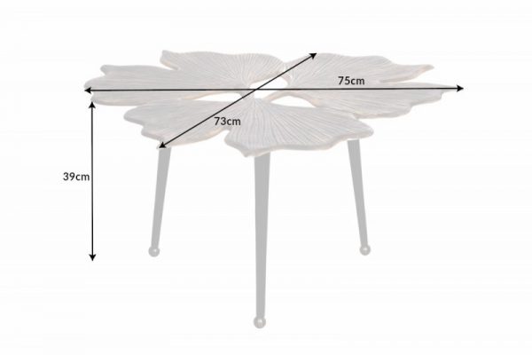 Konferenčný stolík Gingko leafs 75cm zlatá čierna