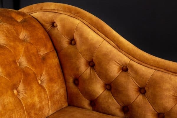 Recamiere Chesterfield 170cm zamat senfžltá