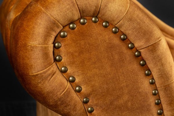 Recamiere Chesterfield 170cm zamat senfžltá