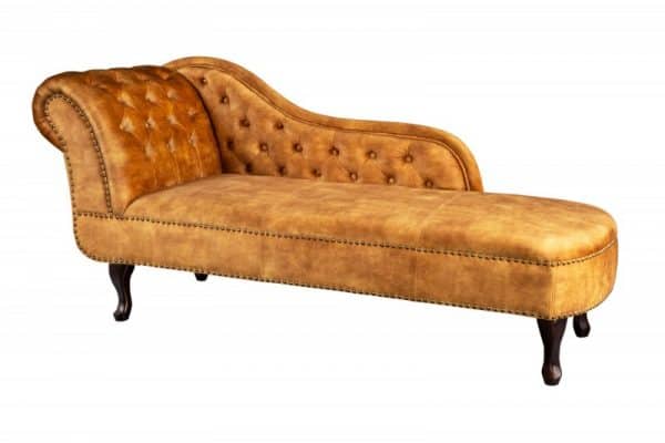 Recamiere Chesterfield 170cm zamat senfžltá