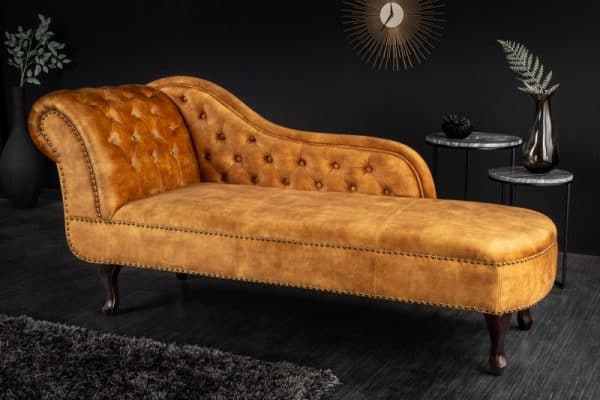 Recamiere Chesterfield 170cm zamat senfžltá