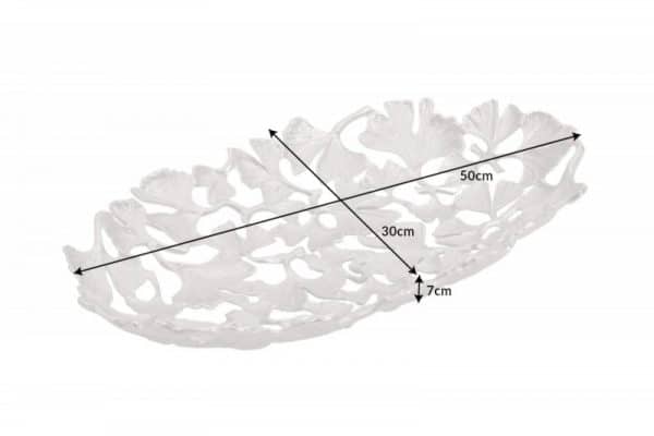 Schale Gingko leafs 50x30cm strieborná